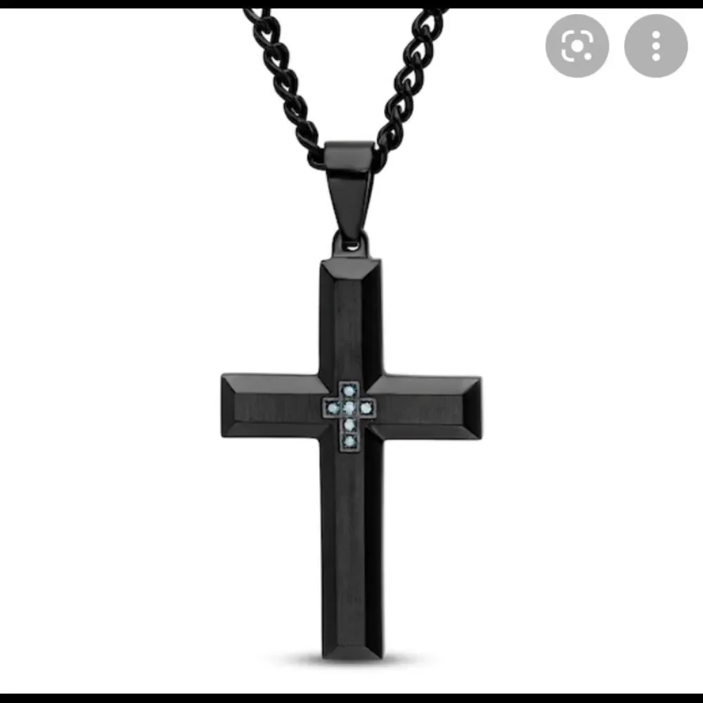 Stainless Steel Men’s Black Cross with Sapphire